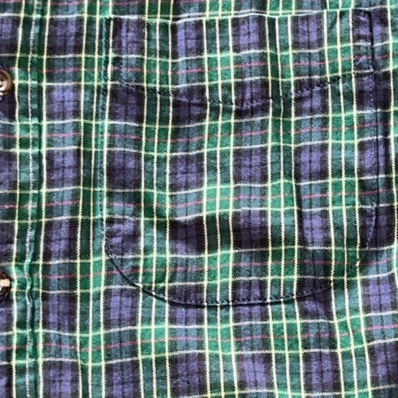 J. Crew brushed twill slim fit navy and green plaid button down shirt size XS - Picture 2 of 4